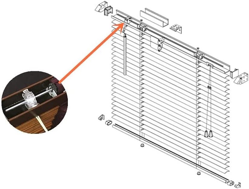 Cutelec 2pcs Low Profile Wand Tilter Mechanism with 7/32" Hexagon Shaped Gear Hook Connection for Low Rail Horizontal Wood and Faux Wood Blinds headrail - Image 5
